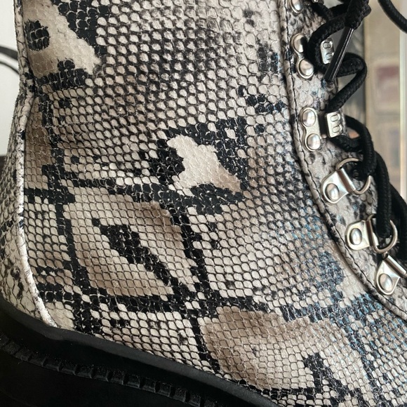 EGO Maura snakeskin chunky sole lace-up biker boots - Picture 6 of 12